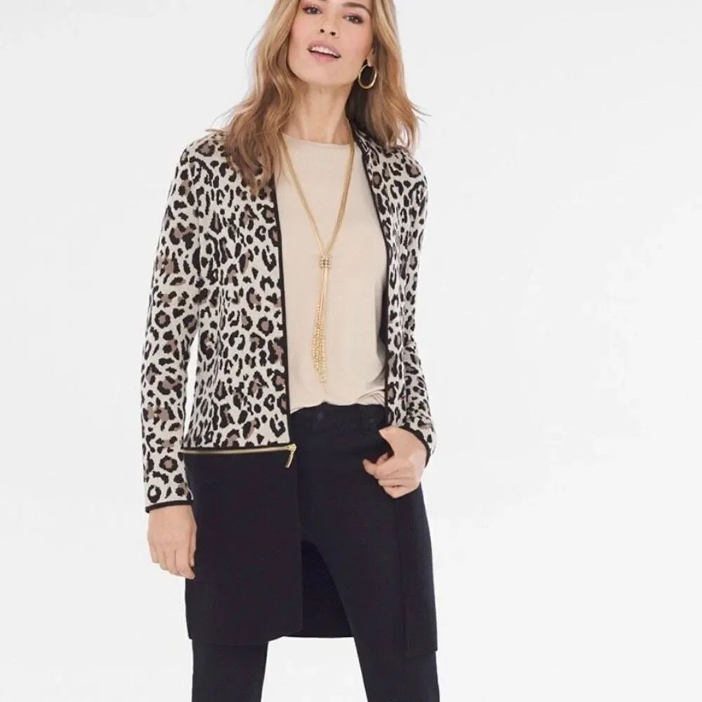 Chico's Convertible Leopard-Print Cardigan size Large - Picture 9 of 10